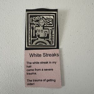 Rare Alice Seely "White Streaks" Pewter Brooch Pin - Year 2000